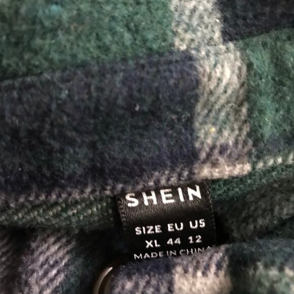 Shein Women's Flannel Button Up 3/4 Sleeve Dress/Long Shirt Size XL - Picture 7 of 9